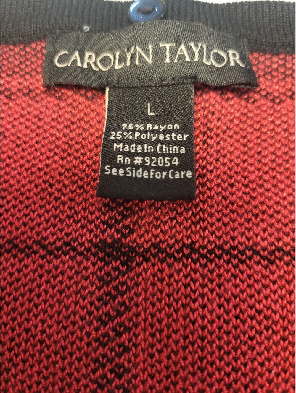 Carolyn Taylor Red and Black Plaid Pullover Sweater Large